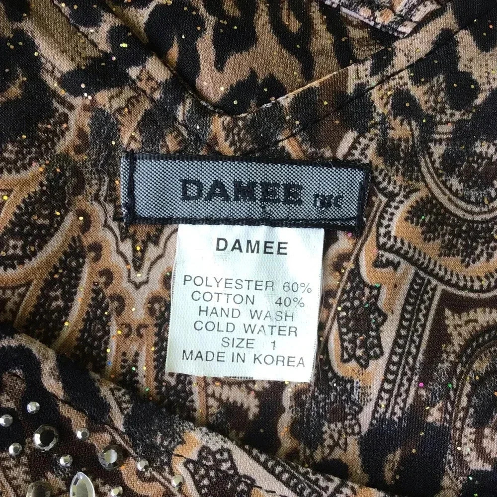 Damee Inc embellished knit top animal print 3/4 sleeves Size xl - Picture 7 of 10